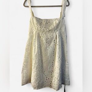 Eyelet Square Neck Mini Dress